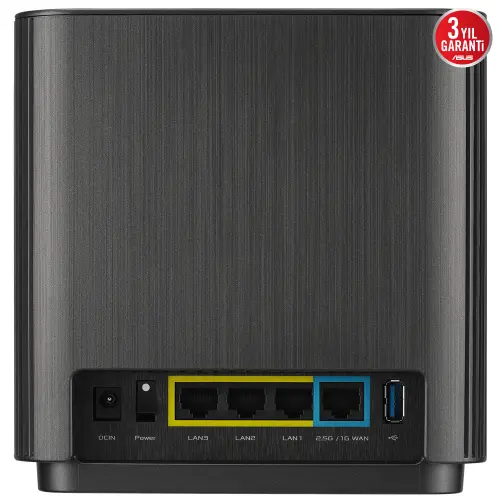 ASUS ZenWiFi AX XT9 (B-2-PK) Tüm Evi Kapsayan Tri-Band Wi-Fi 6 Mesh Sistemi (Siyah İkili Paket)