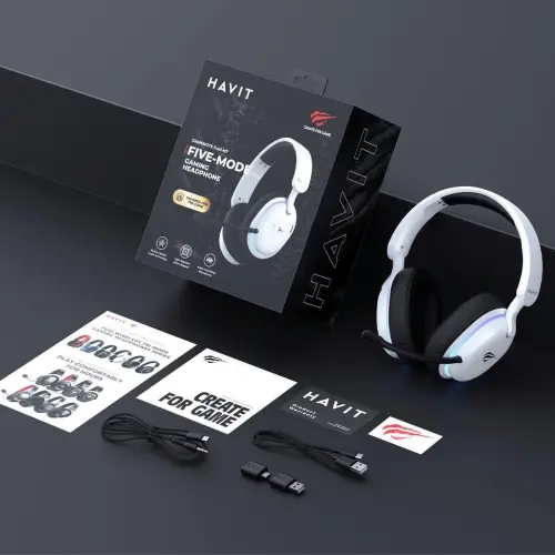Havit Gamenote Fuxi-H7 RGB Kablosuz Beyaz Gaming (Oyuncu) Kulaklığı