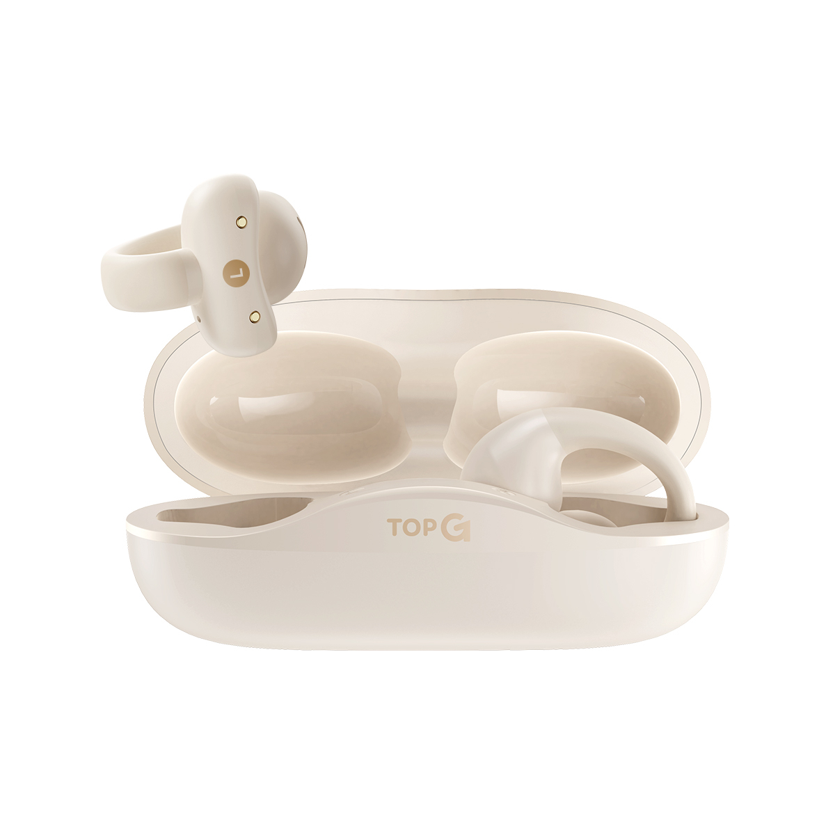 TopG Vox Q4 Ear Clip Bej Kulak İçi Bluetooth Kulaklık