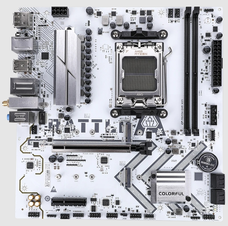 COLORFUL BATTLE-AX A620M-GHA WIFI V14 Beyaz DDR5 7600Mhz mATX AM5 Gaming (Oyuncu) Anakart