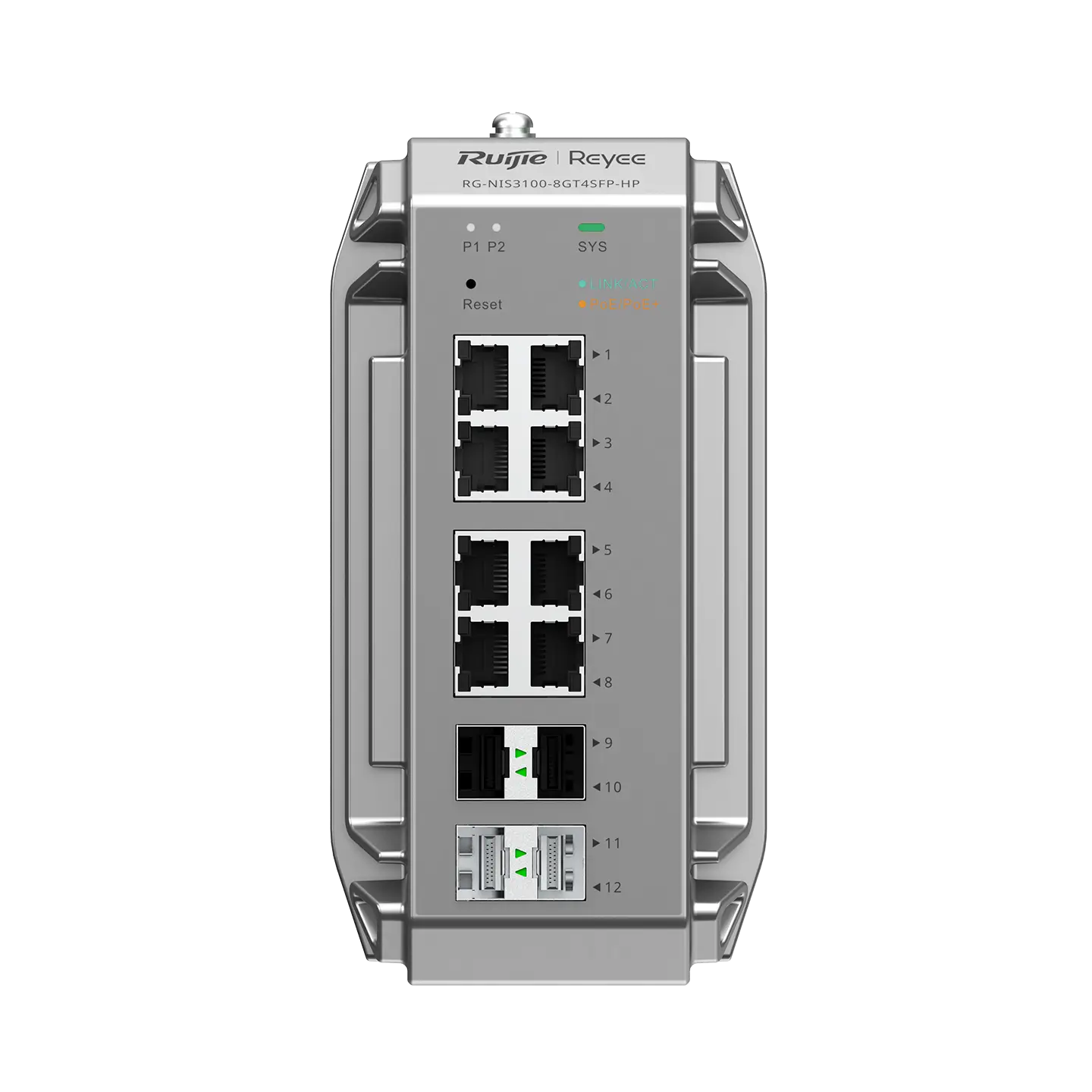 Ruijie - Reyee RG-NIS3100-8GT4SFP-HP 8 PoE Port + 4 SFP Port 240W Yönetilebilir Endüstriyel Switch