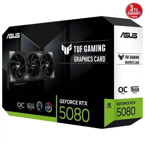 ASUS TUF Gaming GeForce RTX 5080 TUF-RTX5080-O16G-GAMING 16GB GDDR7 256 Bit OC Edition Gaming (Oyuncu) Ekran Kartı