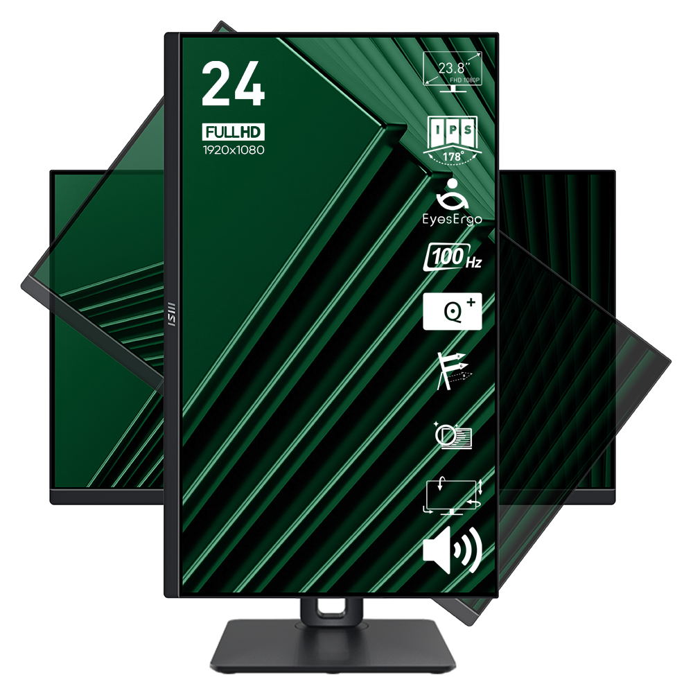 MSI Pro MP245PG 23.8″ 100Hz 1ms HDMI DP D-Sub Anti-glare AdaptiveSync Pivot FHD IPS Monitör