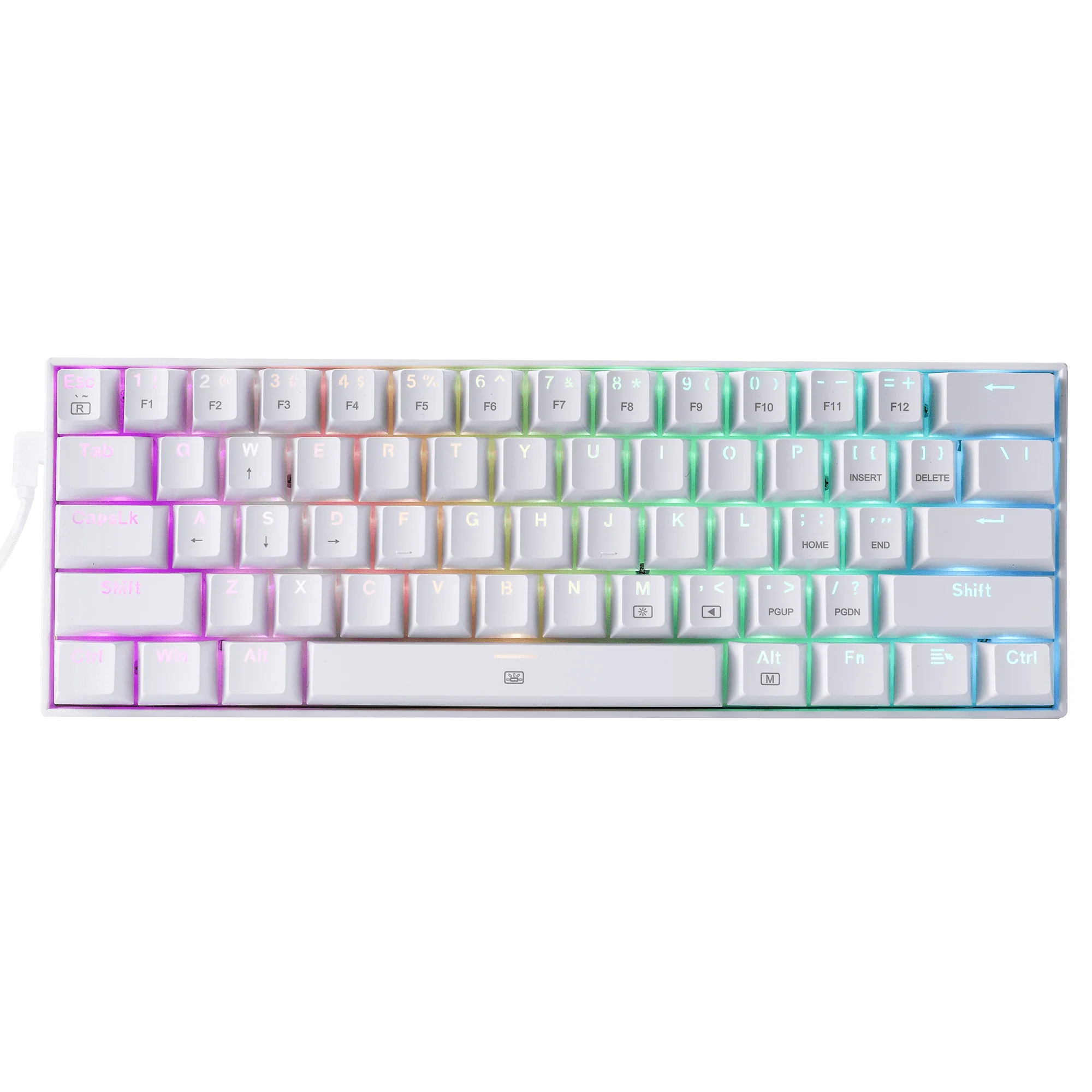 Redragon K630W-RGB Dragonborn Blue Switch %60 TR Q Beyaz Mekanik Kablolu Gaming (Oyuncu) Klavye
