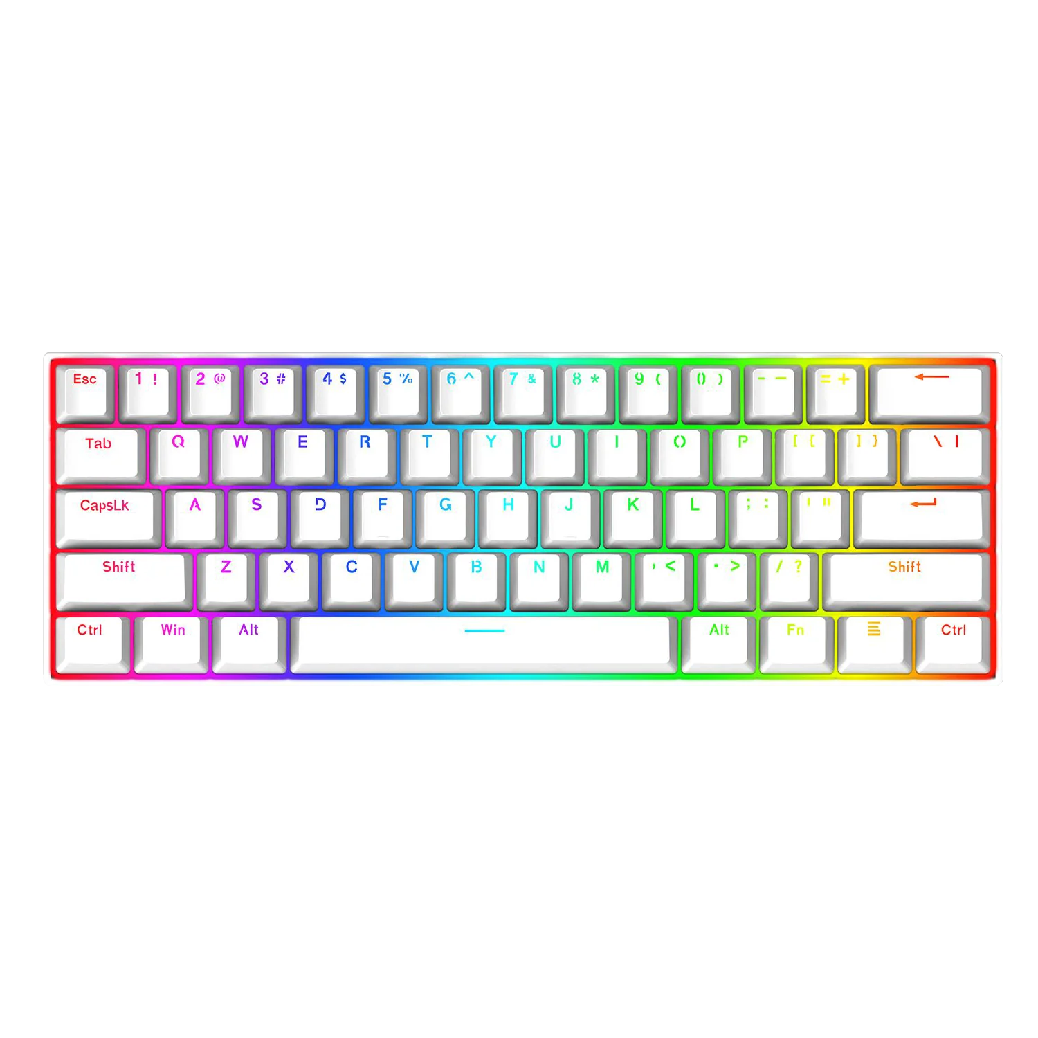 Redragon K630W-RGB Dragonborn Blue Switch %60 TR Q Beyaz Mekanik Kablolu Gaming (Oyuncu) Klavye