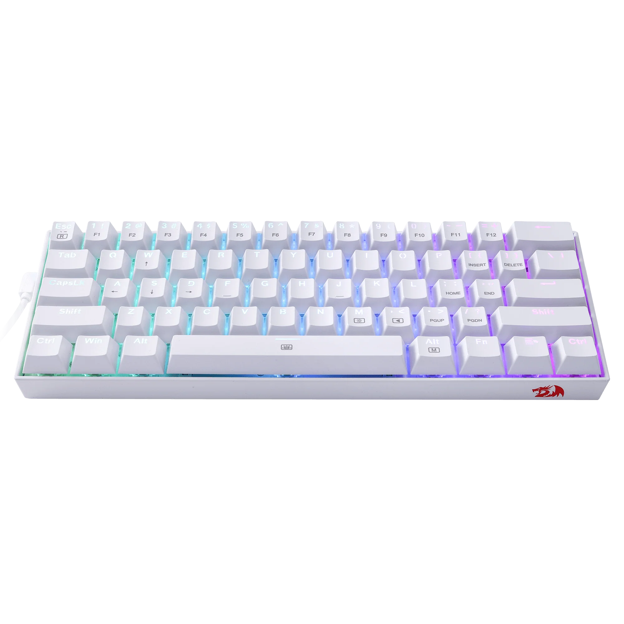Redragon K630W-RGB Dragonborn Blue Switch %60 TR Q Beyaz Mekanik Kablolu Gaming (Oyuncu) Klavye