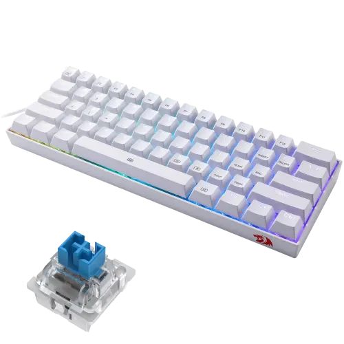Redragon K630W-RGB Dragonborn Blue Switch %60 TR Q Beyaz Mekanik Kablolu Gaming (Oyuncu) Klavye