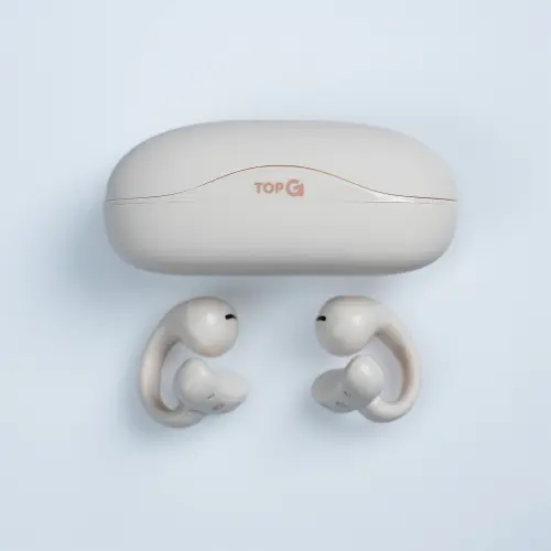 TopG Vox Q4 Ear Clip Bej Kulak İçi Bluetooth Kulaklık