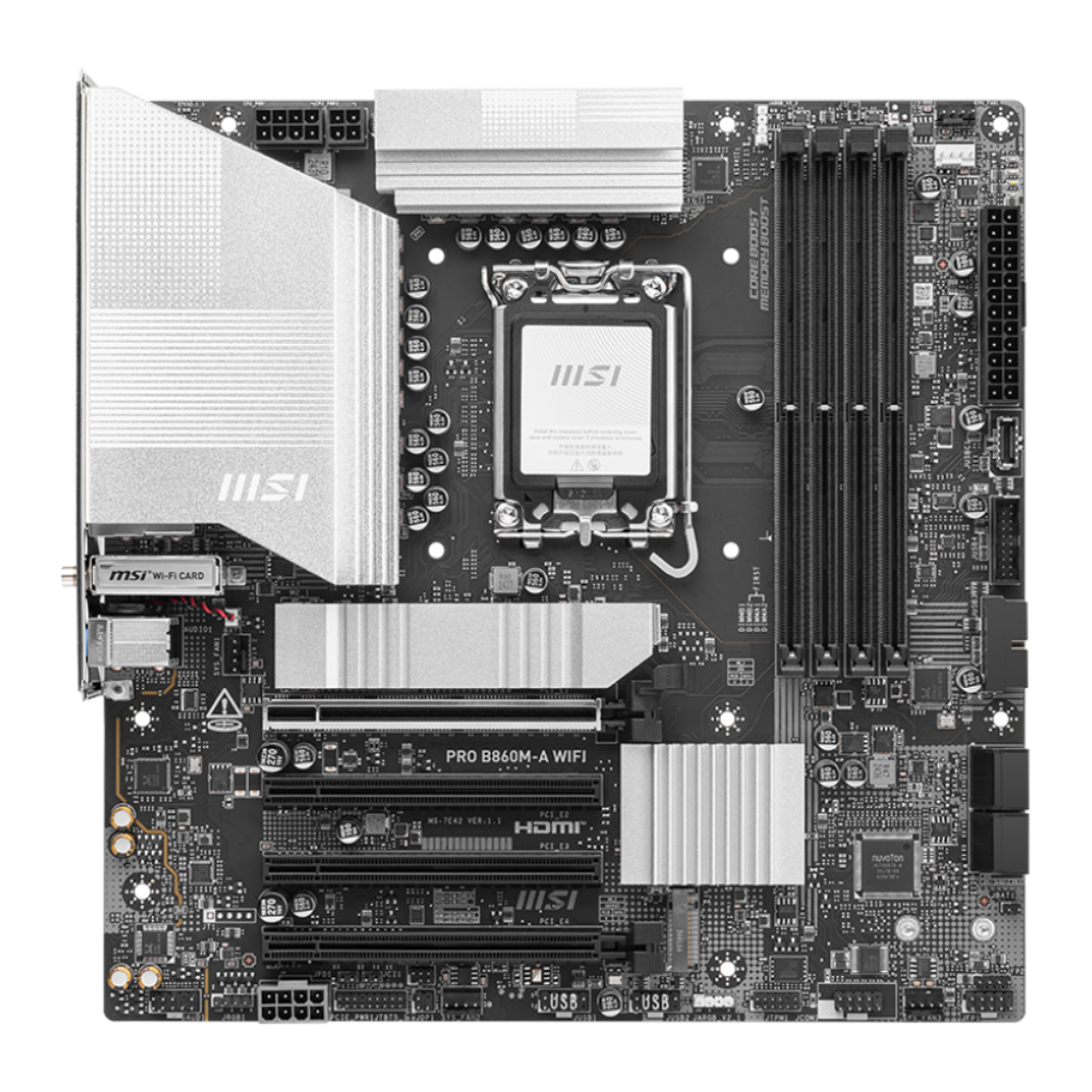 Msı PRO B860M-A WIFI Intel B860 Soket 1851 DDR5 8800+(OC)MHz mATX Gaming (Oyuncu) Anakart