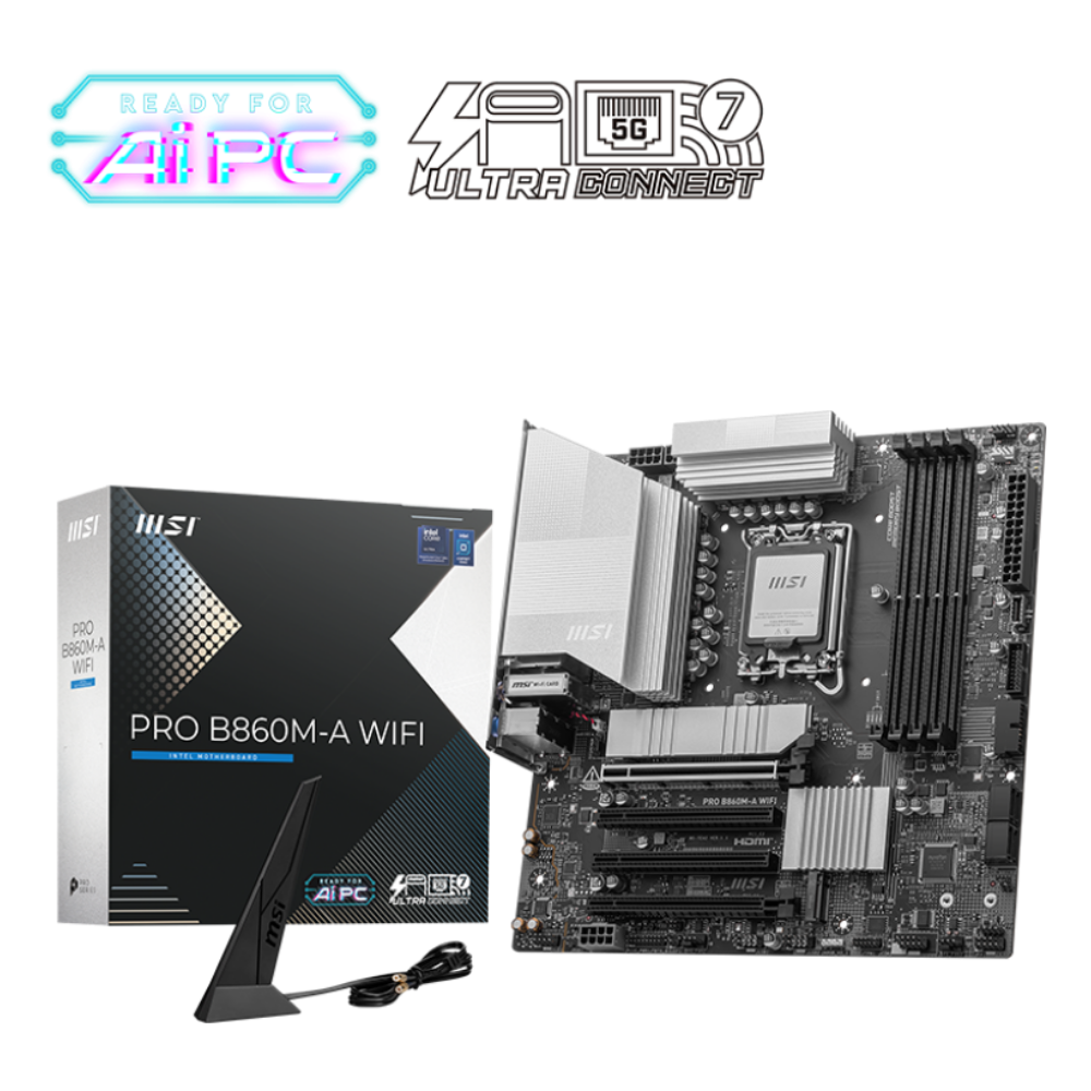 Msı PRO B860M-A WIFI Intel B860 Soket 1851 DDR5 8800+(OC)MHz mATX Gaming (Oyuncu) Anakart