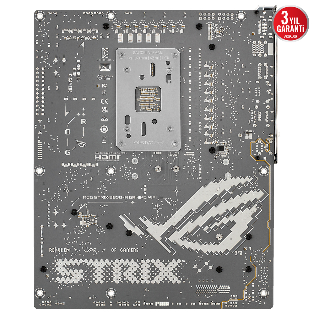 ASUS ROG STRIX B850-A GAMING WIFI AMD B850 Soket AM5 DDR5 8000+(OC)MHz ATX Gaming (Oyuncu) Anakart
