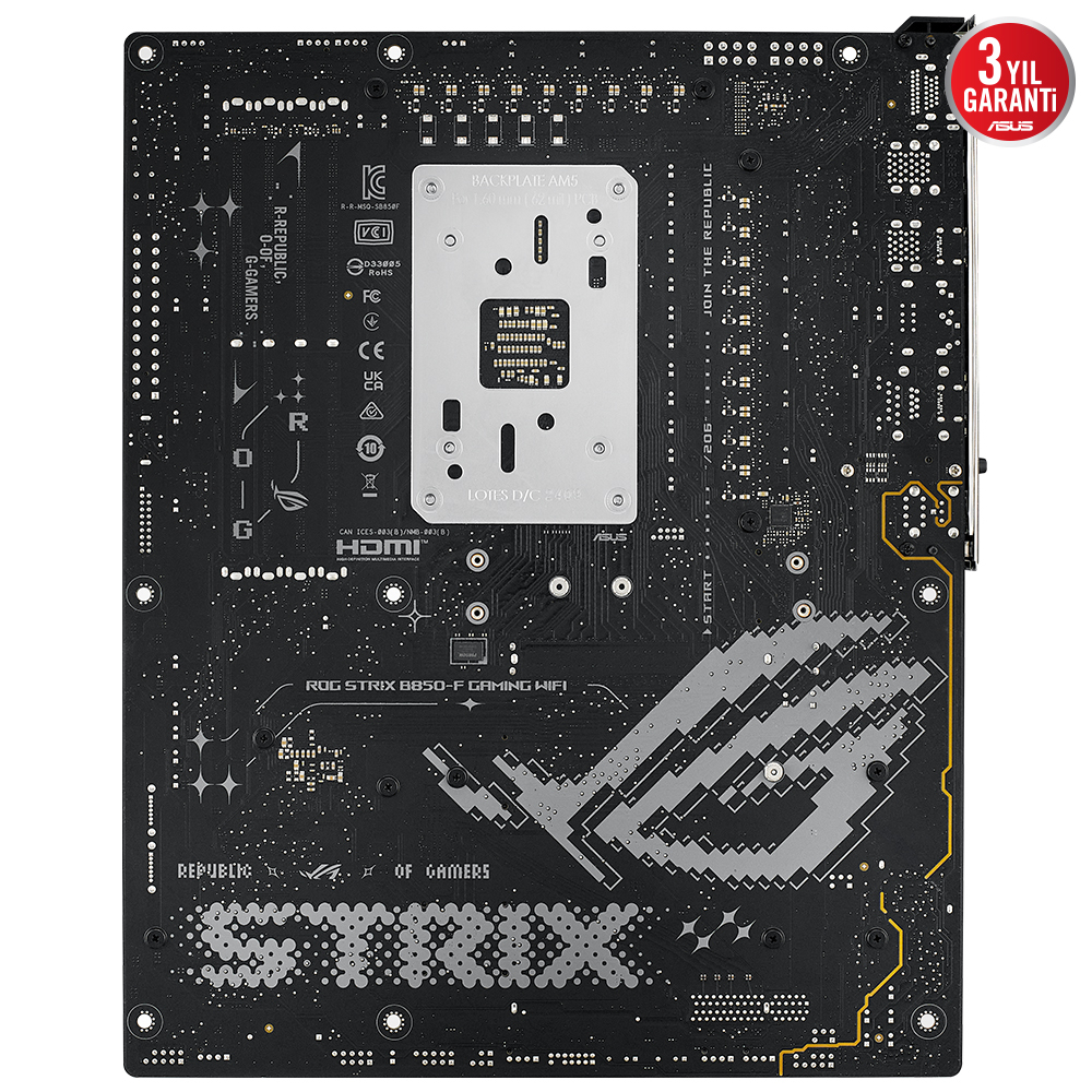 ASUS ROG STRIX B850-F GAMING WIFI AMD B850 Soket AM5 DDR5 8000+(OC)MHz ATX Gaming (Oyuncu) Anakart