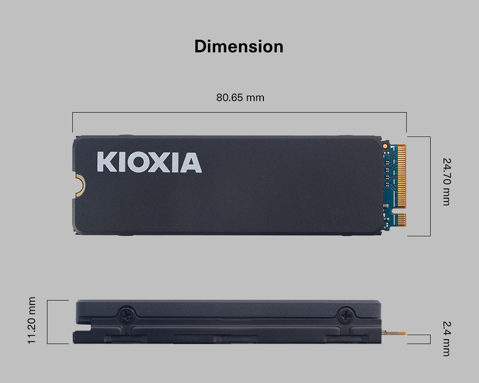 Kioxia Exceria Heatsink LSC11K2T04G8 2TB Gen4x4 6200/4900MB/sn NVMe PCIe M.2 SSD