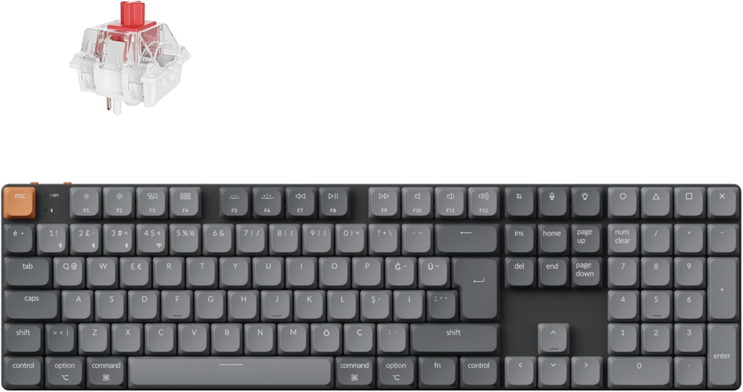 Keychron K5 Max %100 RGB Red Switch Kablosuz Türkçe Mekanik Karbon Siyah Gaming (Oyuncu) Klavye - K5M-H1-TR