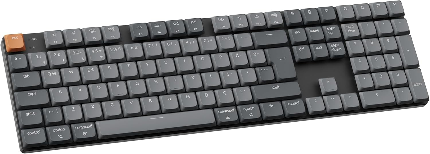 Keychron K5 Max %100 RGB Red Switch Kablosuz Türkçe Mekanik Karbon Siyah Gaming (Oyuncu) Klavye - K5M-H1-TR