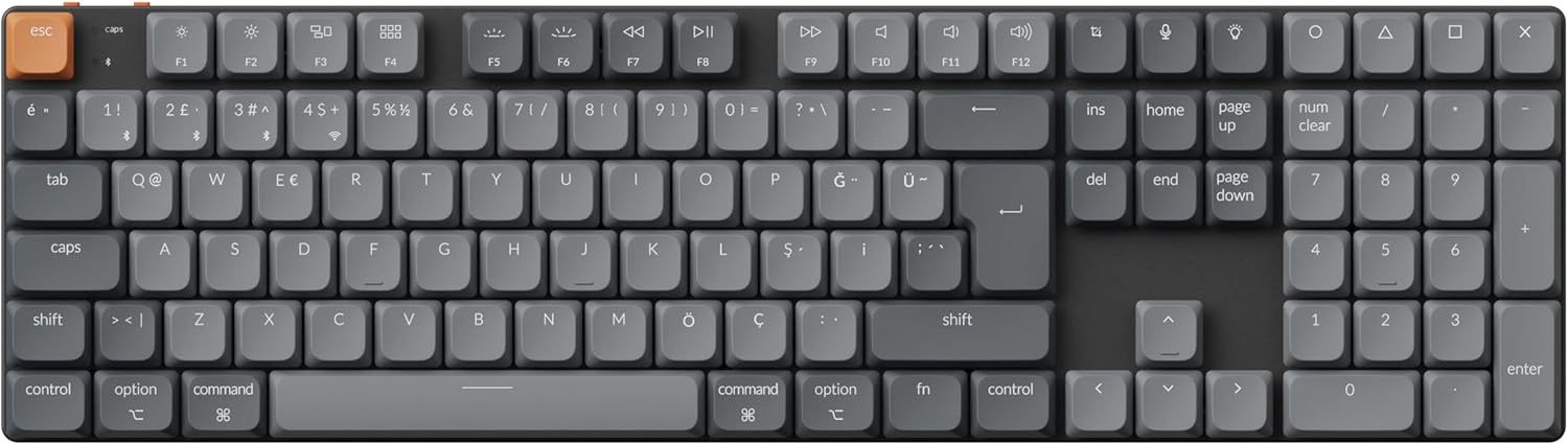 Keychron K5 Max %100 RGB Red Switch Kablosuz Türkçe Mekanik Karbon Siyah Gaming (Oyuncu) Klavye - K5M-H1-TR