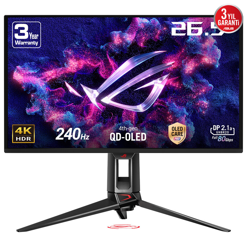 ASUS ROG Swift PG27UCDM 27″ 240Hz 0.03ms 4K UHD Adaptive Sync QD-OLED Pivot Gaming (Oyuncu) Monitör