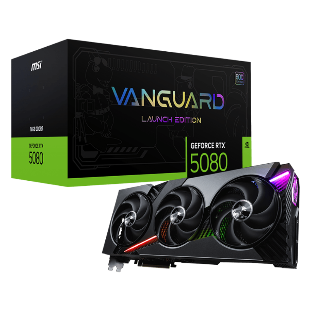 MSI GEFORCE RTX 5080 16G VANGUARD SOC LAUNCH EDITION 16GB GDRR7 256bit DX12 DLSS4 Gaming (Oyuncu) Ekran Kartı