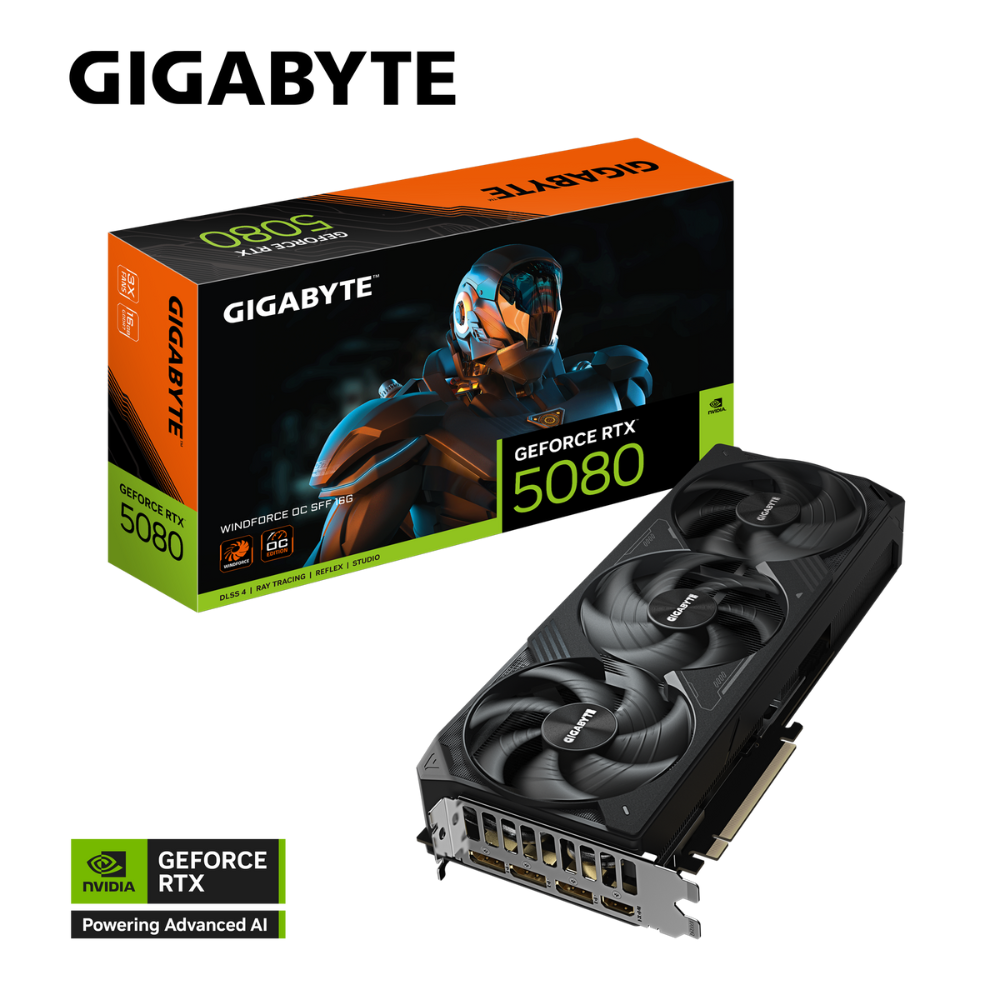 Gigabyte GeForce RTX 5080 WINDFORCE OC SFF 16G GV-N5080WF3OC-16GD 256bit GDDR7 Gaming (Oyuncu) Ekran Kartı