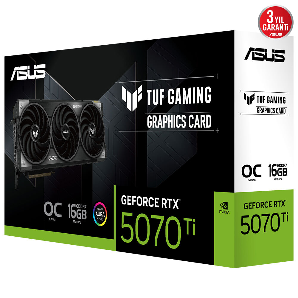 ASUS TUF Gaming GeForce RTX 5070 Ti 16GB TUF-RTX5070TI-O16G-GAMING GDDR7 OC Edition 256 Bit Gaming (Oyuncu) Ekran Kartı