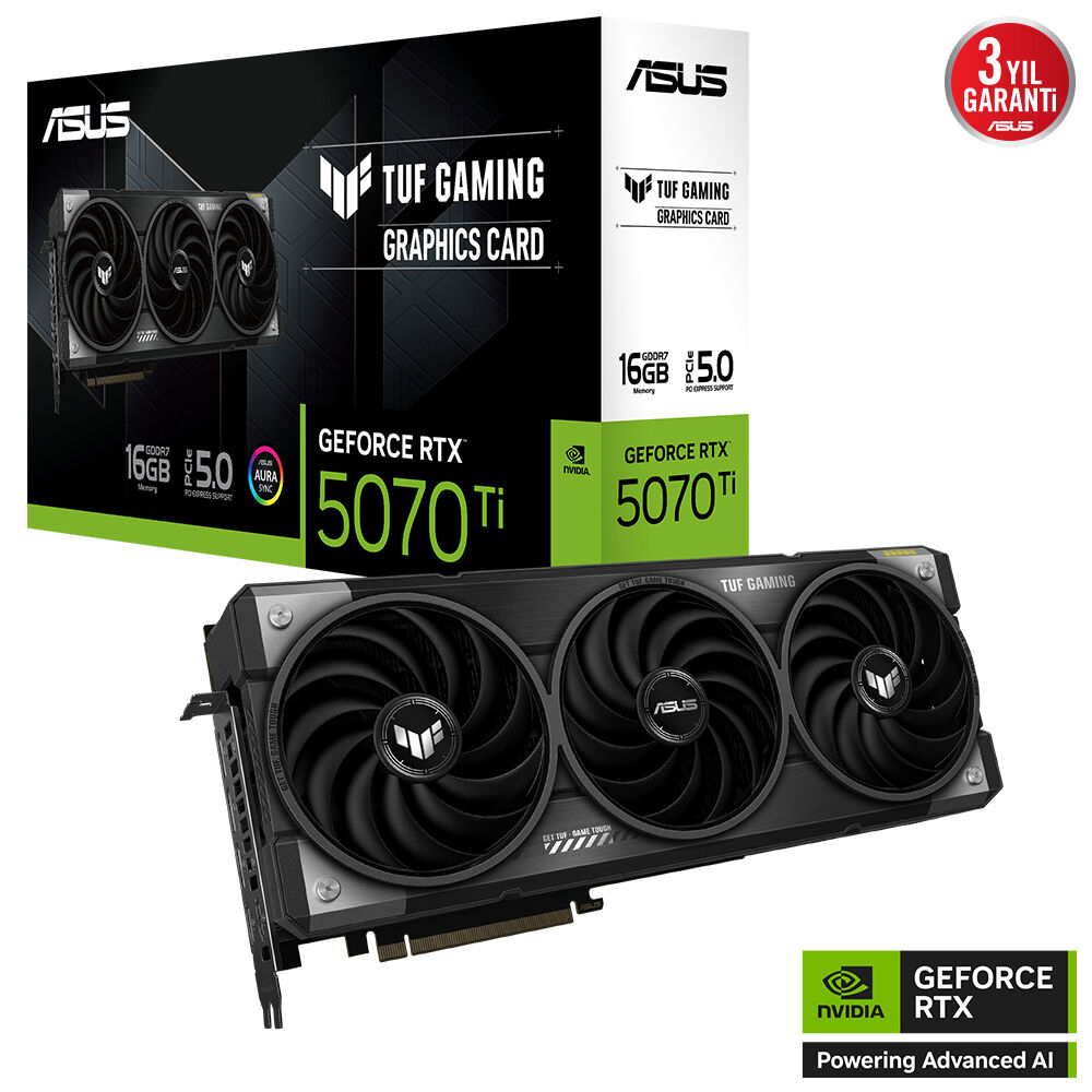 ASUS TUF Gaming GeForce RTX 5070 Ti 16GB TUF-RTX5070TI-16G-GAMING GDDR7 256 Bit Gaming (Oyuncu) Ekran Kartı