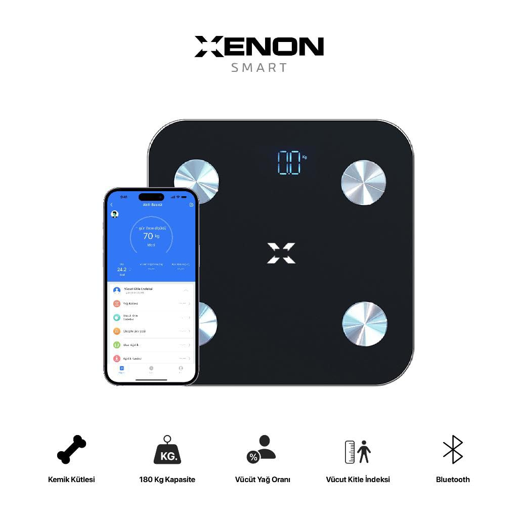 Xenon Smart X8701 Akıllı Bluetooth Siyah Dijital Baskül