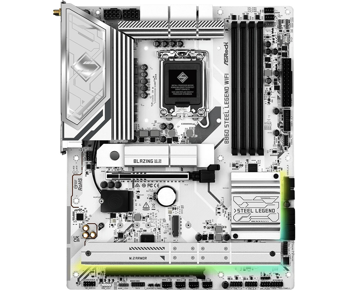 Asrock B860 Steel Legend WiFi LGA1851 DDR5 8666MHz+(OC) ATX Gaming (Oyuncu) Anakart