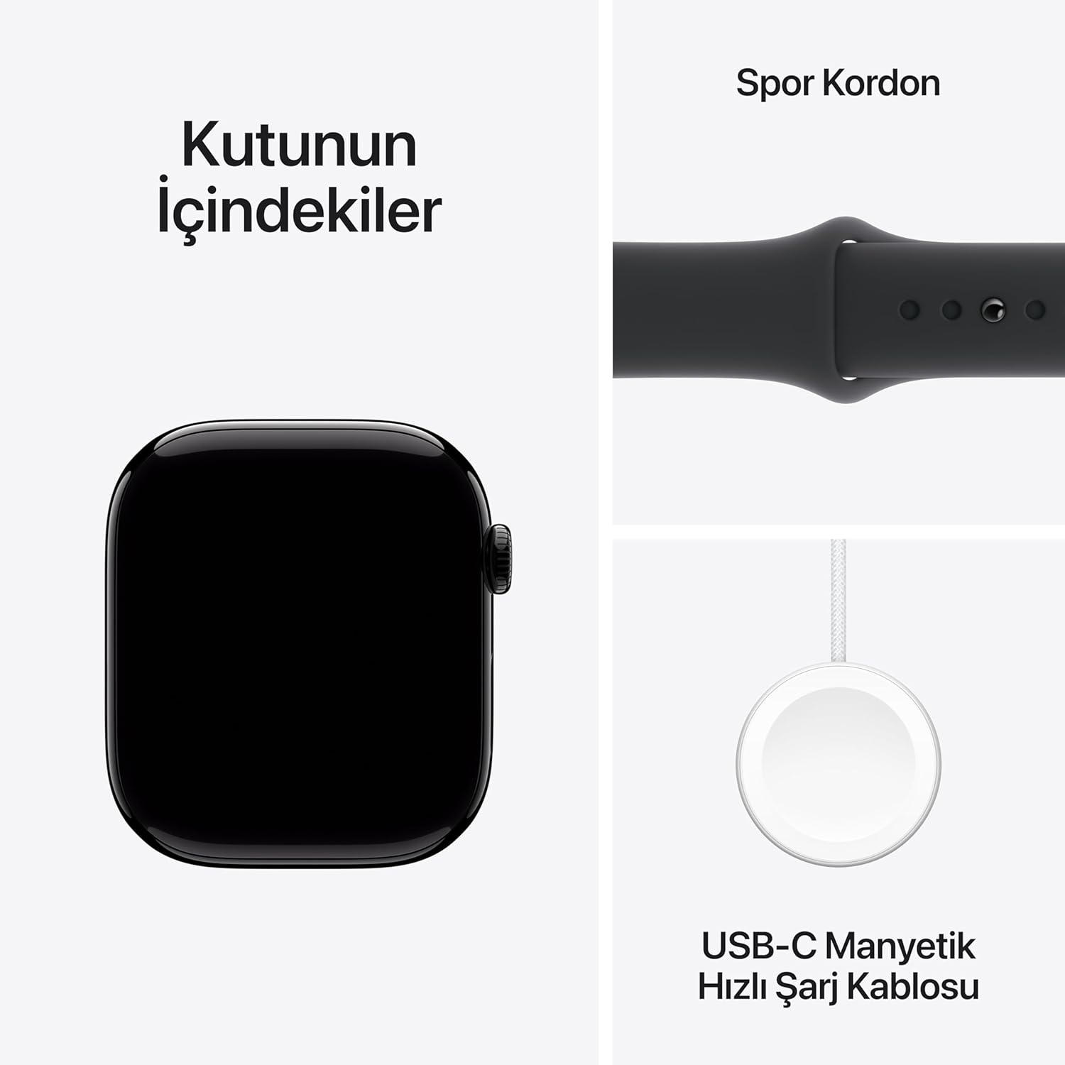 Apple Watch Series 10 GPS 42mm Siyah Alüminyum Kasa ve Siyah Spor Kordon Akıllı Saat M/L - MWWF3TU/A