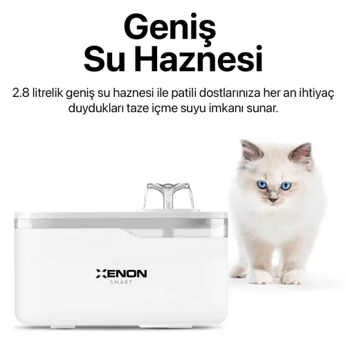 Xenon Smart X8650_M0 Akıllı Wifi Destekli  Kedi Şeffaf Su Pınarı 