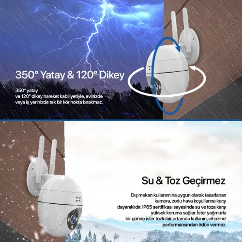 Xenon Smart X7266 Full HD 3 MP Gece Görüşlü Wi-Fi Güvenlik Kamerası