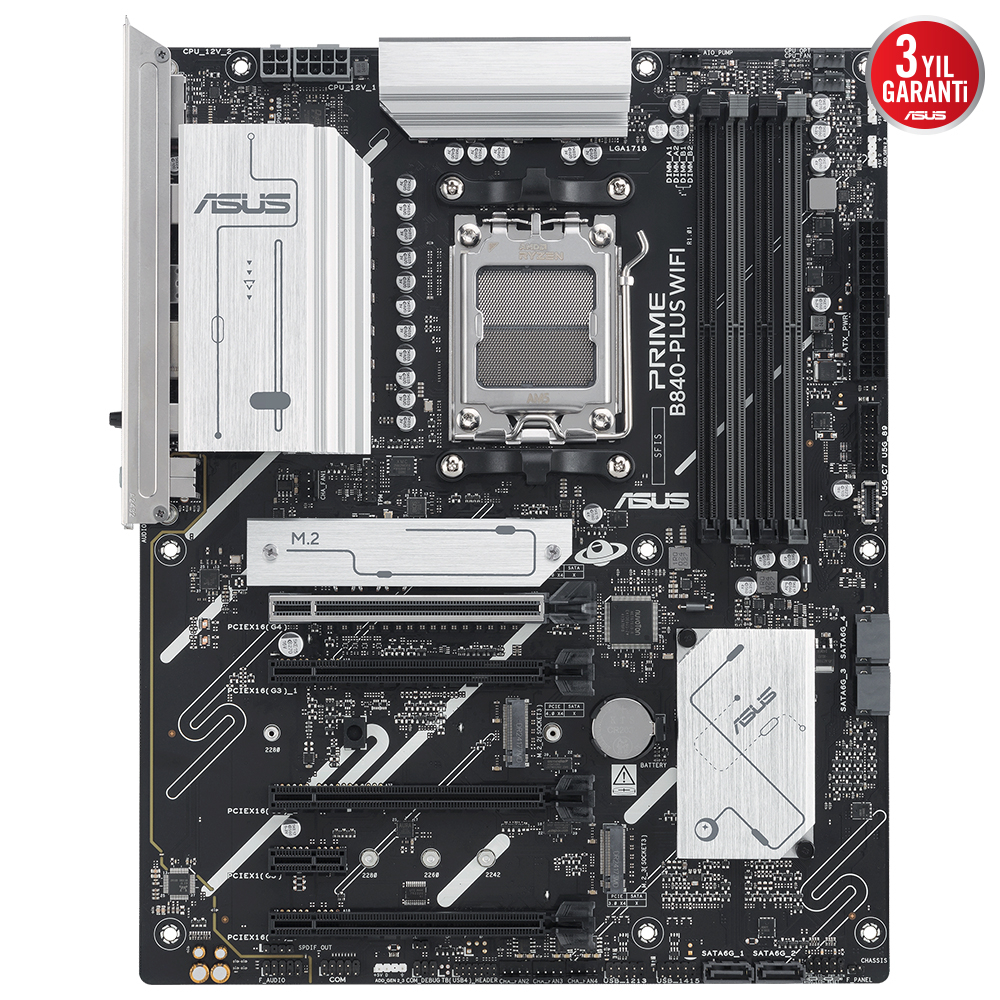 ASUS Prime B840-Plus WiFi AMD B840 Soket AM5 DDR5 7600+(OC)MHz ATX Gaming (Oyuncu) Anakart