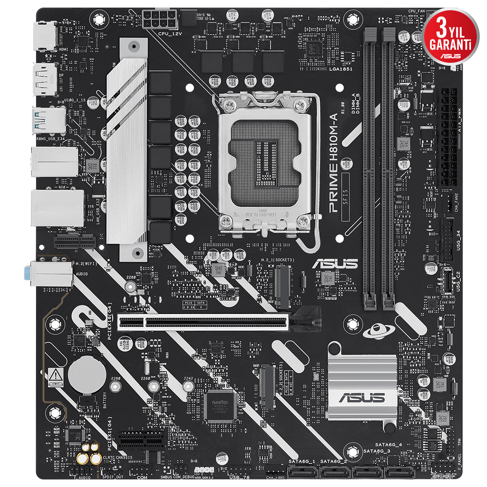 ASUS Prime H810M-A-Csm H810 Soket 1851 DDR5 6400MHz mATX Gaming (Oyuncu) Anakart