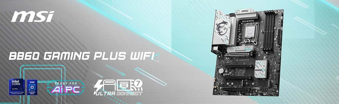 MSI B860 GAMING PLUS WIFI Intel B860 Soket 1851 DDR5 8800+(OC)MHz ATX Gaming (Oyuncu) Anakart