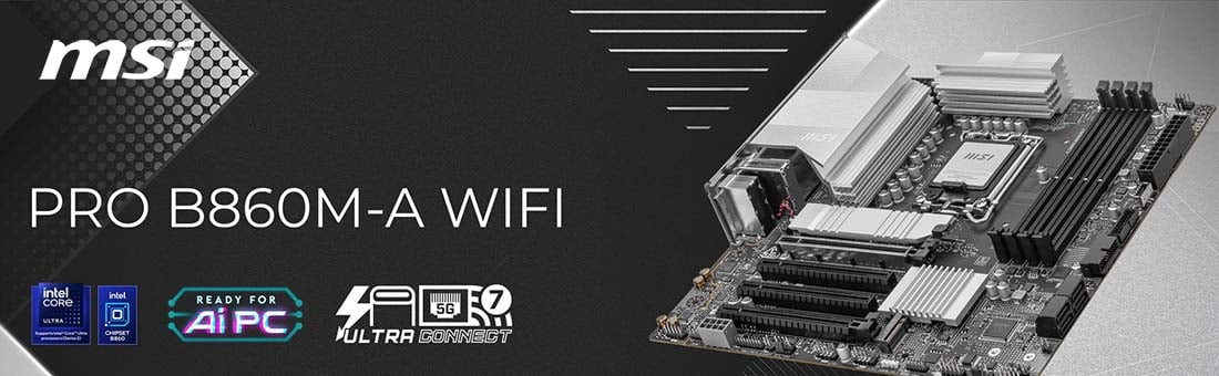Msı PRO B860M-A WIFI  Intel B860 Soket 1851 DDR5 8800+(OC)MHz mATX Gaming (Oyuncu) Anakart