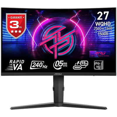 MSI MPG 275CQRXF 27″ 240Hz 0.5ms 2K WQHD FreeSync Premium Rapid VA Curved Gaming (Oyuncu) Monitör