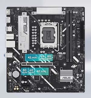 ASUS Prime B860M-K-Intel B860 Soket 1851 DDR5 8800+(OC)MHz mATX Gaming (Oyuncu) Anakart