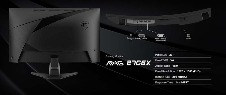 MSI MAG 27C6X 1ms 250Hz Adaptive-Sync VA Curved Full HD Gaming (Oyuncu) Monitör