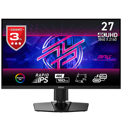 MSI 27″; MPG 274URF QD 0.5ms 160Hz Rapid IPS Adaptıve-Sync UHD Gaming Monitör