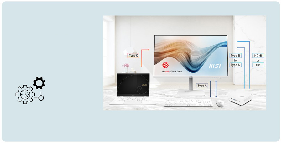 MSI Modern MD272XPW 27″ 1920x1080 FLAT 100Hz Anti-Glare Beyaz Type-C FHD IPS Monitör