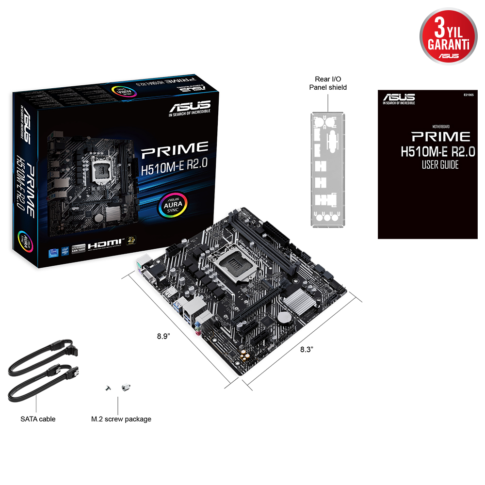 ASUS Prime H510M-E R2.0 Intel H470 Soket 1200 DDR4 3200 mATX Gaming (Oyuncu) Anakart
