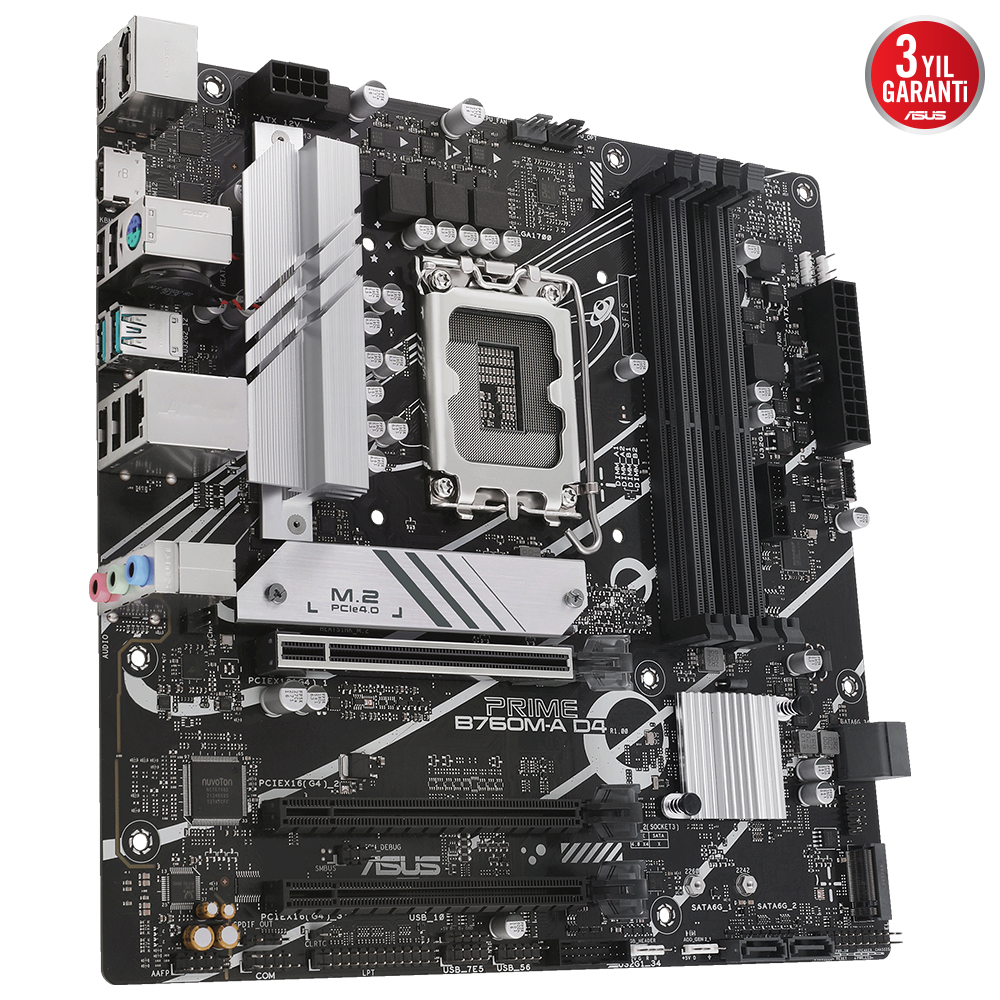 ASUS PRIME B760M-A D4/CSM Intel LGA1700 DDR4 5333(OC)MHz mATX Gaming (Oyuncu) Anakart