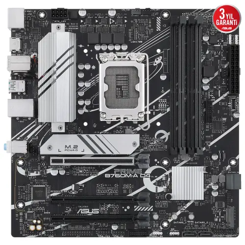 ASUS PRIME B760M-A D4/CSM Intel LGA1700 DDR4 5333(OC)MHz mATX Gaming (Oyuncu) Anakart 