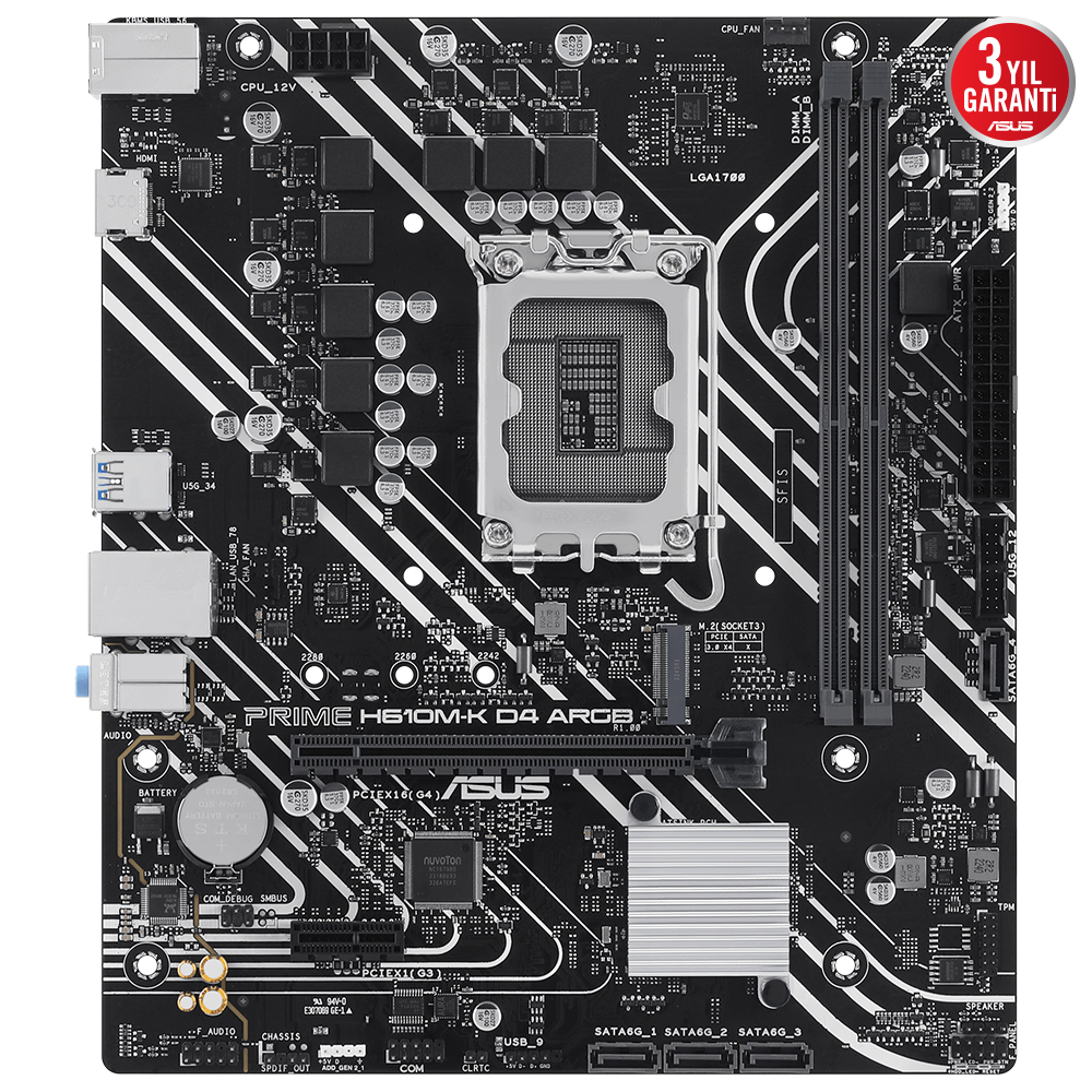 ASUS PRIME H610M-K D4 ARGB Intel H610 Soket 1700 DDR4 3200MHz mATX Gaming (Oyuncu) Anakart