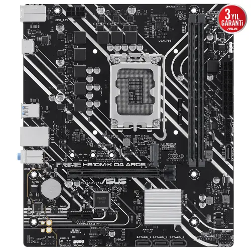 ASUS PRIME H610M-K D4 ARGB Intel H610 Soket 1700 DDR4 3200MHz mATX Gaming (Oyuncu) Anakart