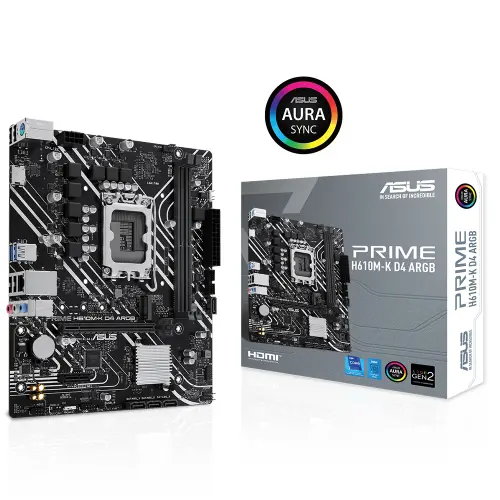 ASUS PRIME H610M-K D4 ARGB Intel H610 Soket 1700 DDR4 3200MHz mATX Gaming (Oyuncu) Anakart
