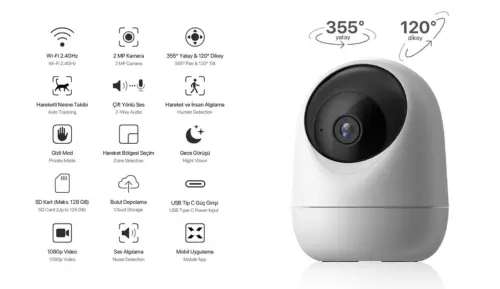 Xenon Smart X7205 Full HD Gece Görüşlü Wi-Fi Güvenlik Kamerası 