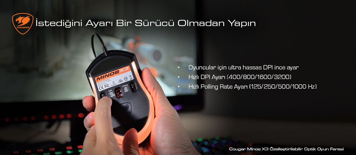 Cougar Minos X3 CGR-WOMB-MX3 3200DPI 7 Tuş Optik Gaming (Oyuncu) Mouse