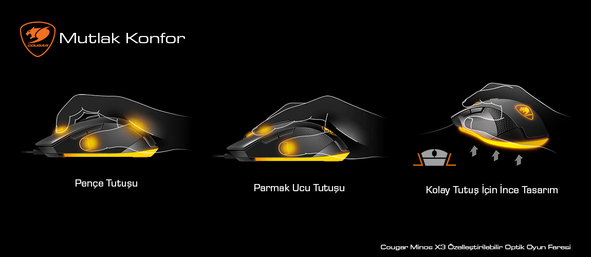 Cougar Minos X3 CGR-WOMB-MX3 3200DPI 7 Tuş Optik Gaming (Oyuncu) Mouse
