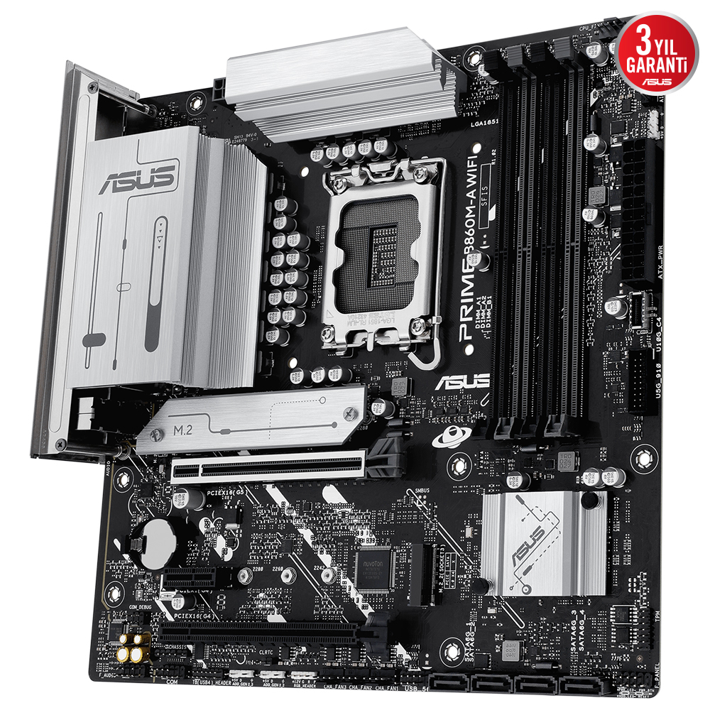 ASUS PRIME B860M-A WiFi Soket 1851 DDR5 8666MHz mATX Gaming (Oyuncu) Anakart