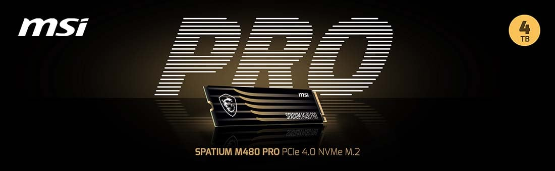 MSI Spatium M480 Pro 4TB PCIe 4.0 NVMe M.2 7400/7000MB/s SSD